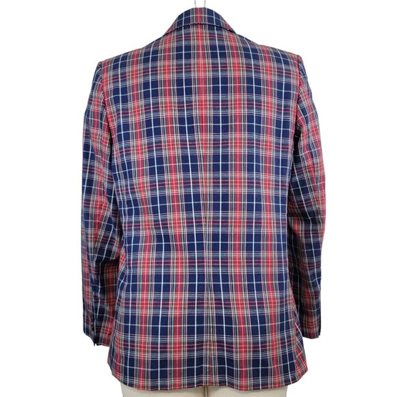 Carson Pirie Scott Blazer Womens 14 Blue Vintage Plaid Jacket Preppy Career - Picture 2 of 8